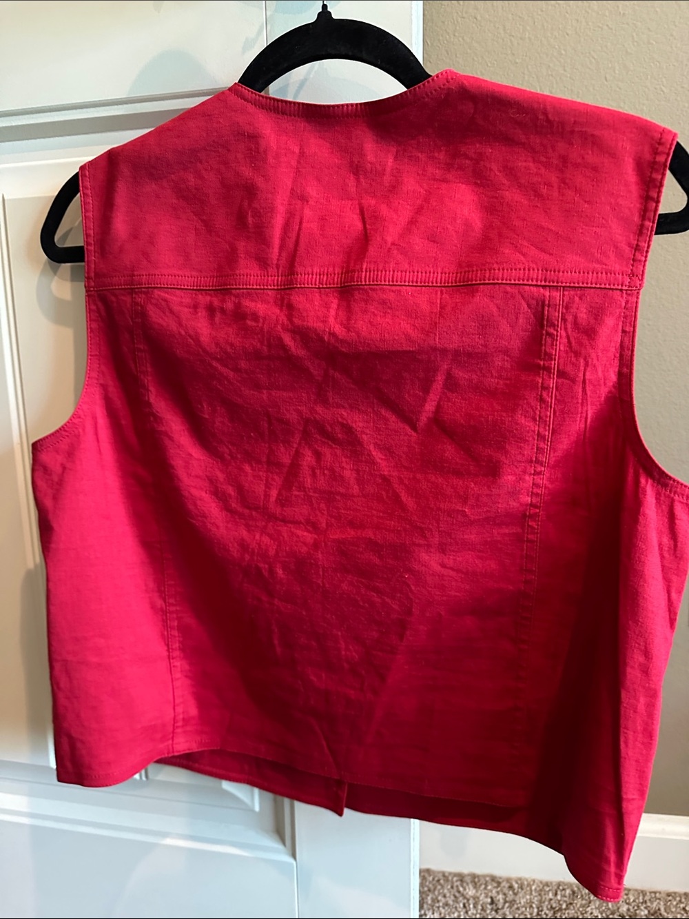 Theory Red Sleeveless Button Down Trucker  Vest - Picture 4 of 8